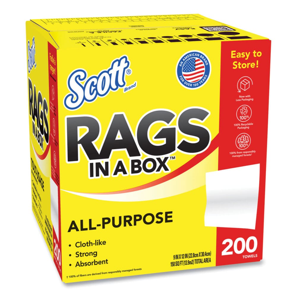 Rags in a Box, POP-UP Box, 12 x 9, White, 200/Box, 8 Boxes/Carton - Image 2