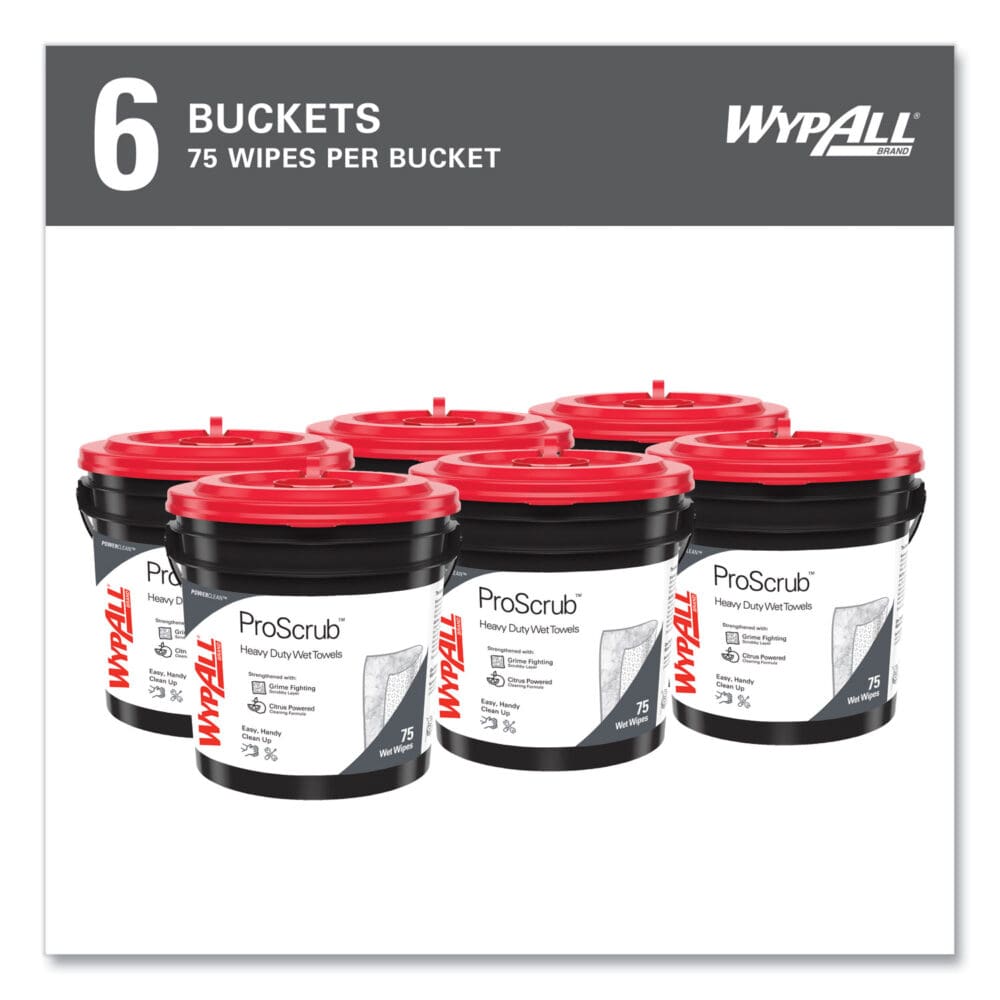 Power Clean ProScrub Pre-Saturated Wipes, 9.5 x 12, Citrus Scent, Green, 75/Bucket, 6 Buckets/Carton - Image 11