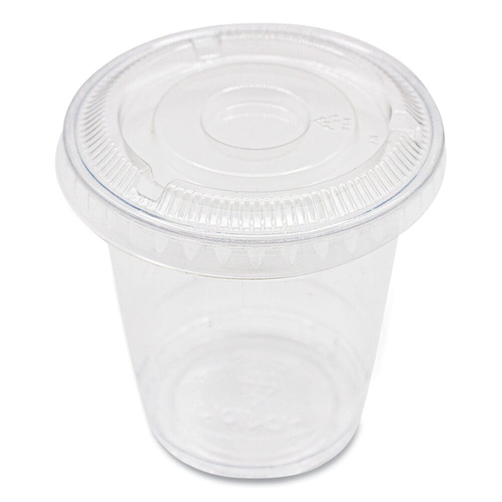 PET Lids, Fits 8 oz to 10 oz Cold Cups, No Hole Flat Lid, Clear, 1,000/Carton - Image 2
