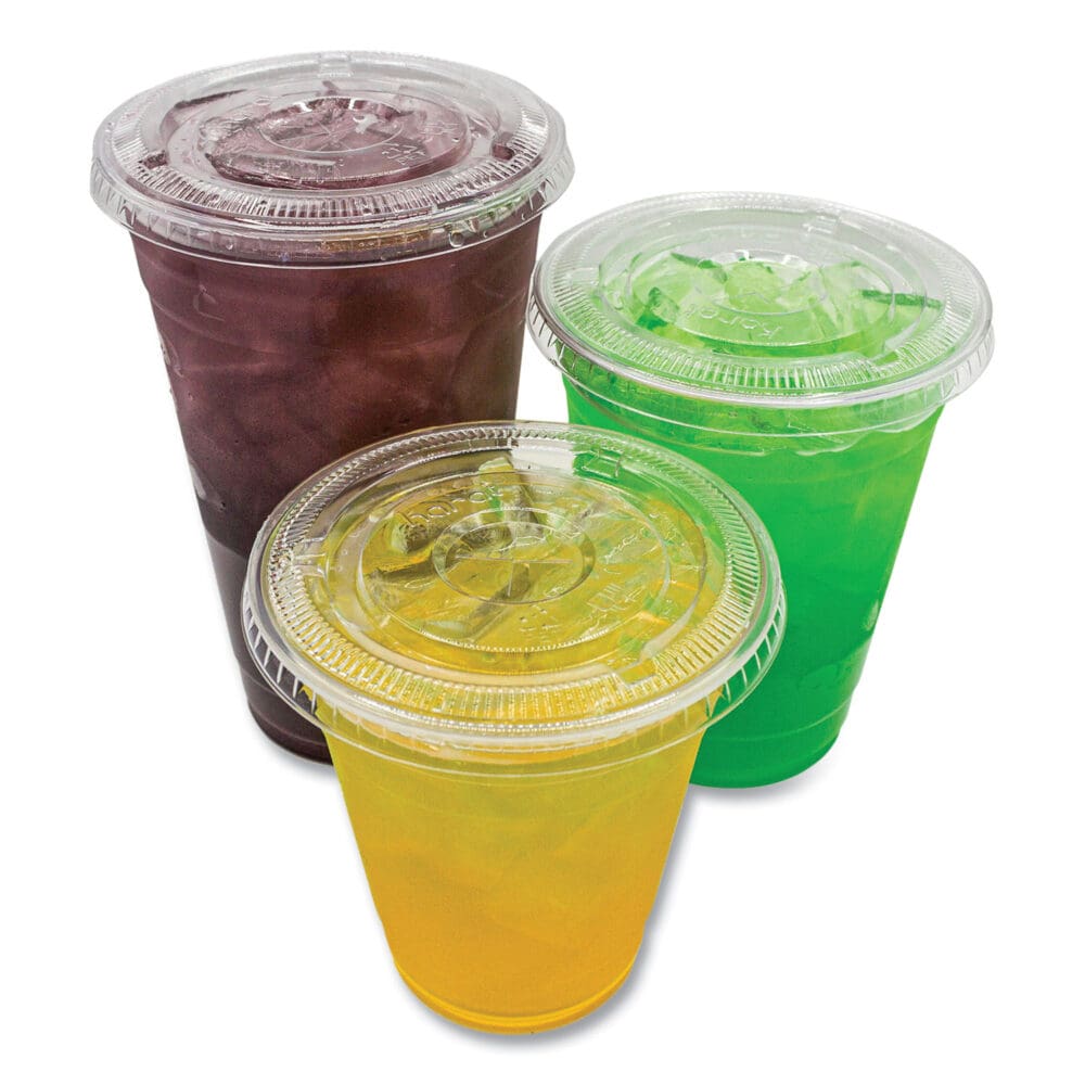 PET Lids, Fits 8 oz to 10 oz Cold Cups, X Straw Hole, Clear, 1,000/Carton - Image 3