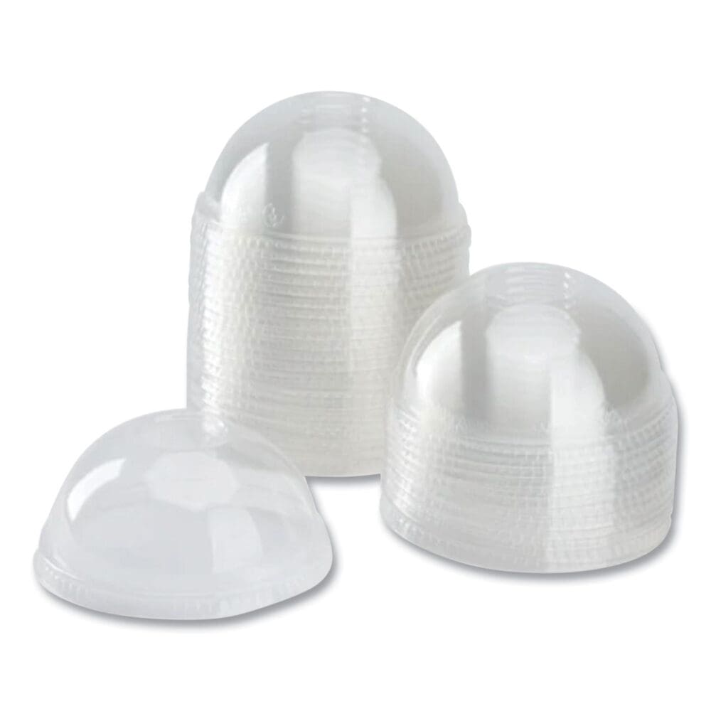 PET Lids, Fits 12 oz to 24 oz Cold Cups, No Hole Dome Lid,,Clear, 1,000/Carton - Image 3