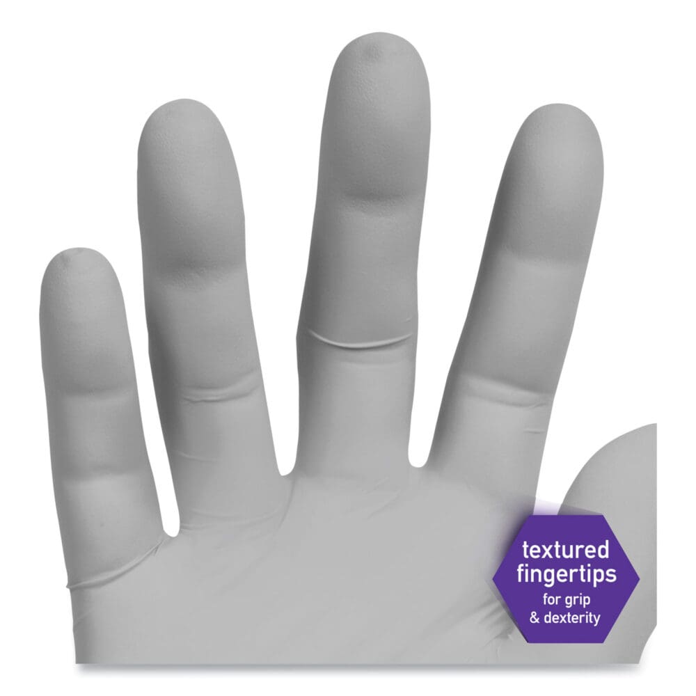 STERLING Nitrile Exam Gloves, Powder-free, Gray, 242 mm Length, X-Large, 170/Box - Image 5