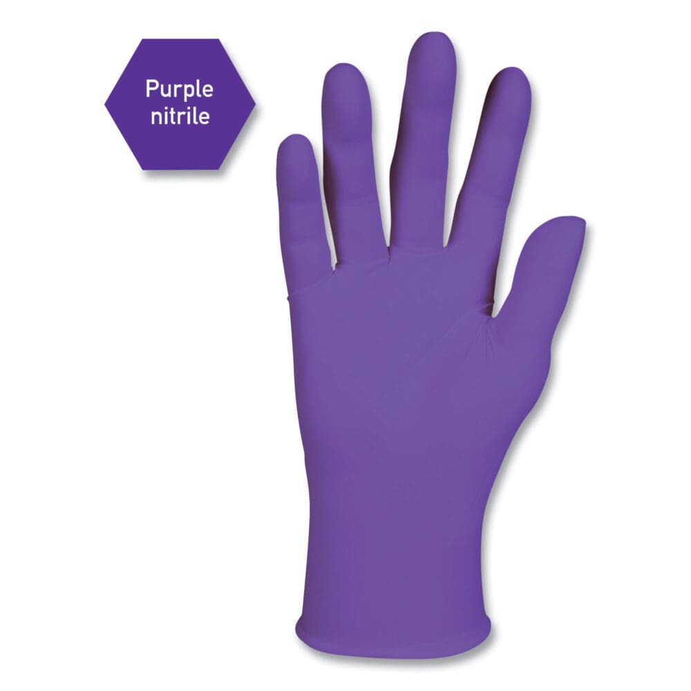 PURPLE NITRILE Exam Gloves, 242 mm Length, Small, Purple, 100/Box - Image 2