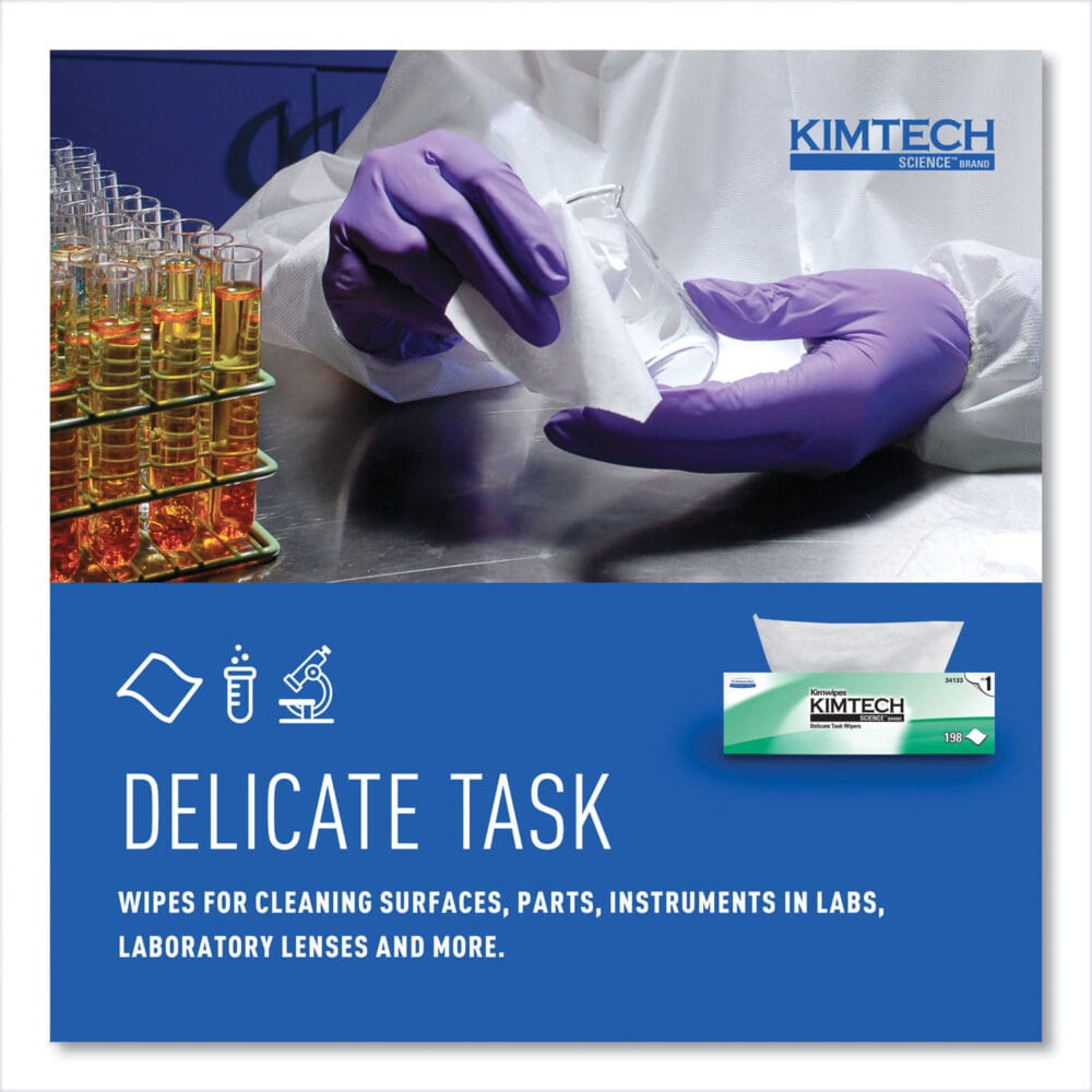 Kimwipes Delicate Task Wipers, 1-Ply, 11.8 x 11.8, Unscented, White, 198/Box, 15 Boxes/Carton - Image 3