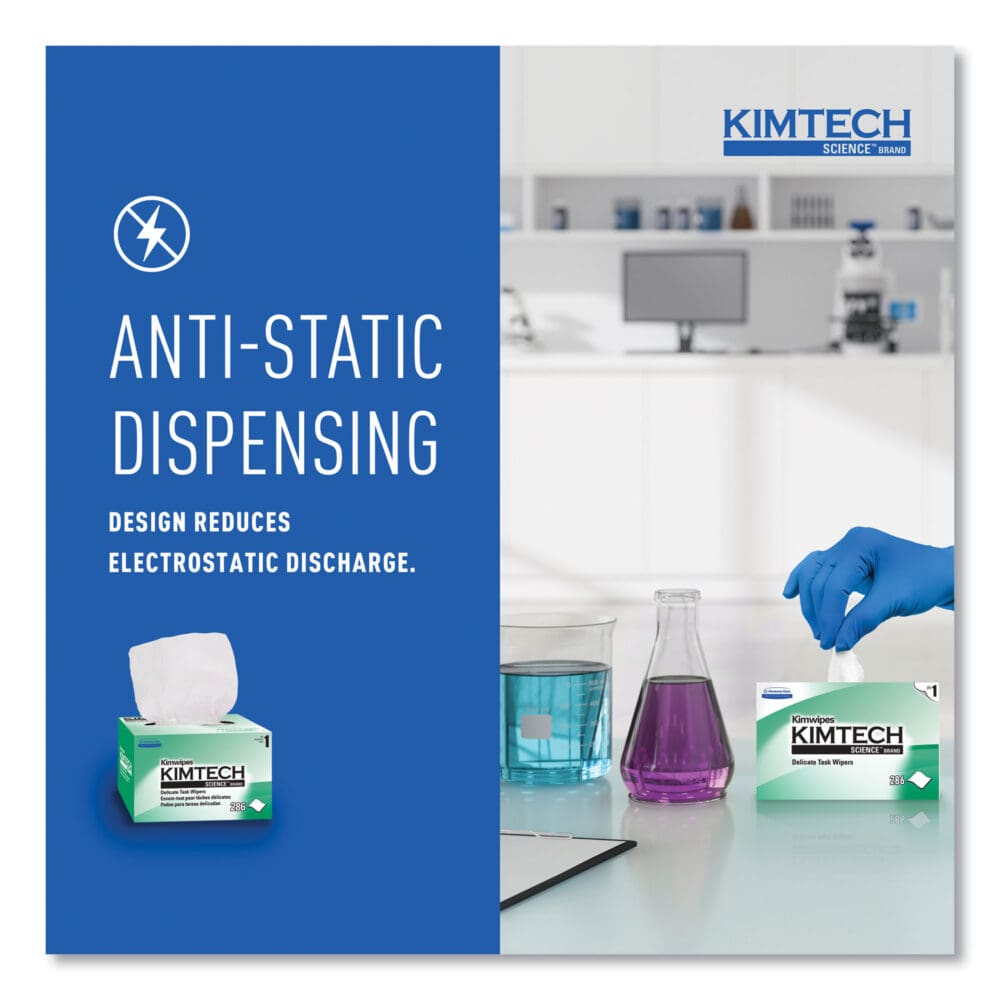 Kimwipes, Delicate Task Wipers, 1-Ply, 4.4 x 8.4, Unscented, White, 286/Box - Image 3