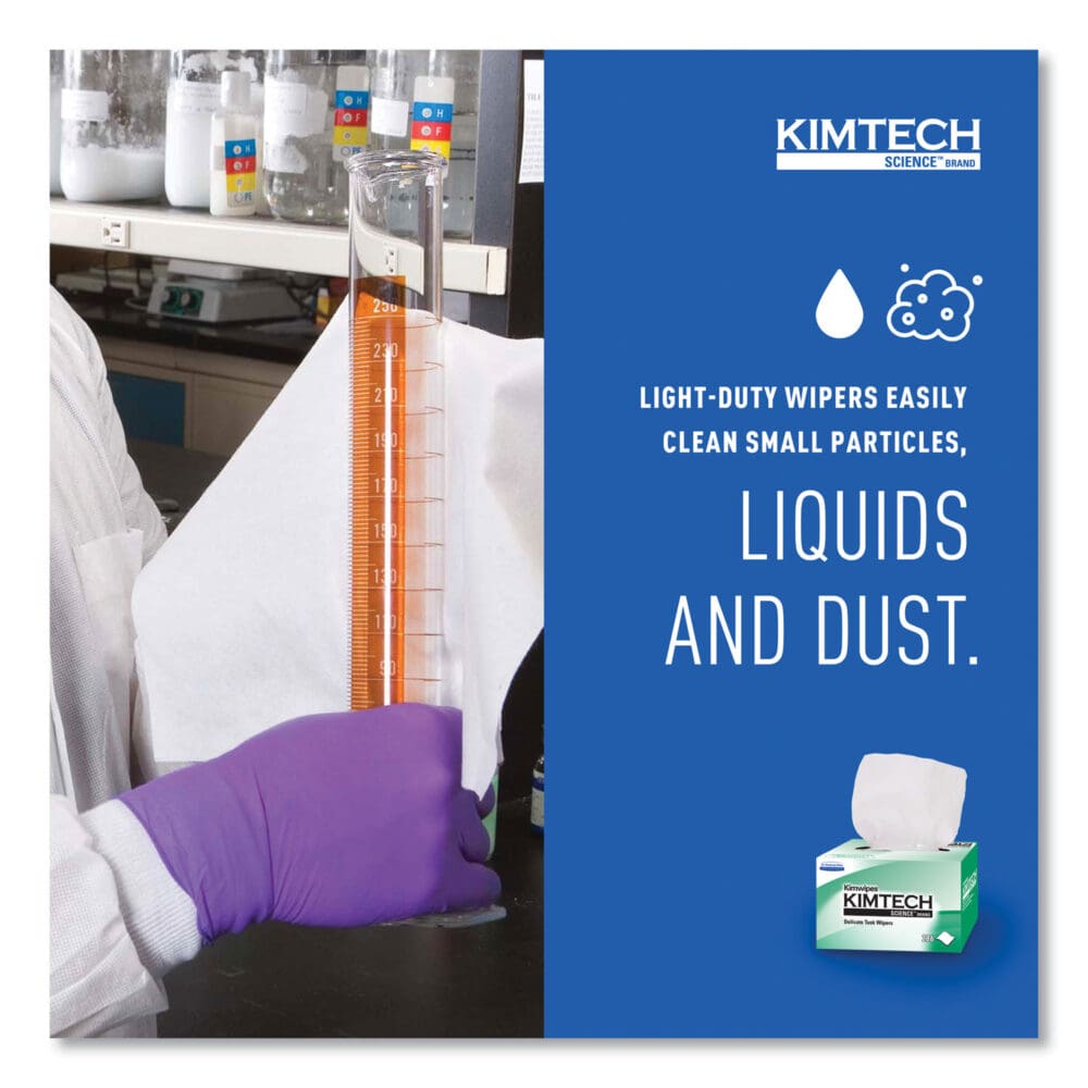 Kimwipes, Delicate Task Wipers, 1-Ply, 4.4 x 8.4, Unscented, White, 286/Box - Image 4