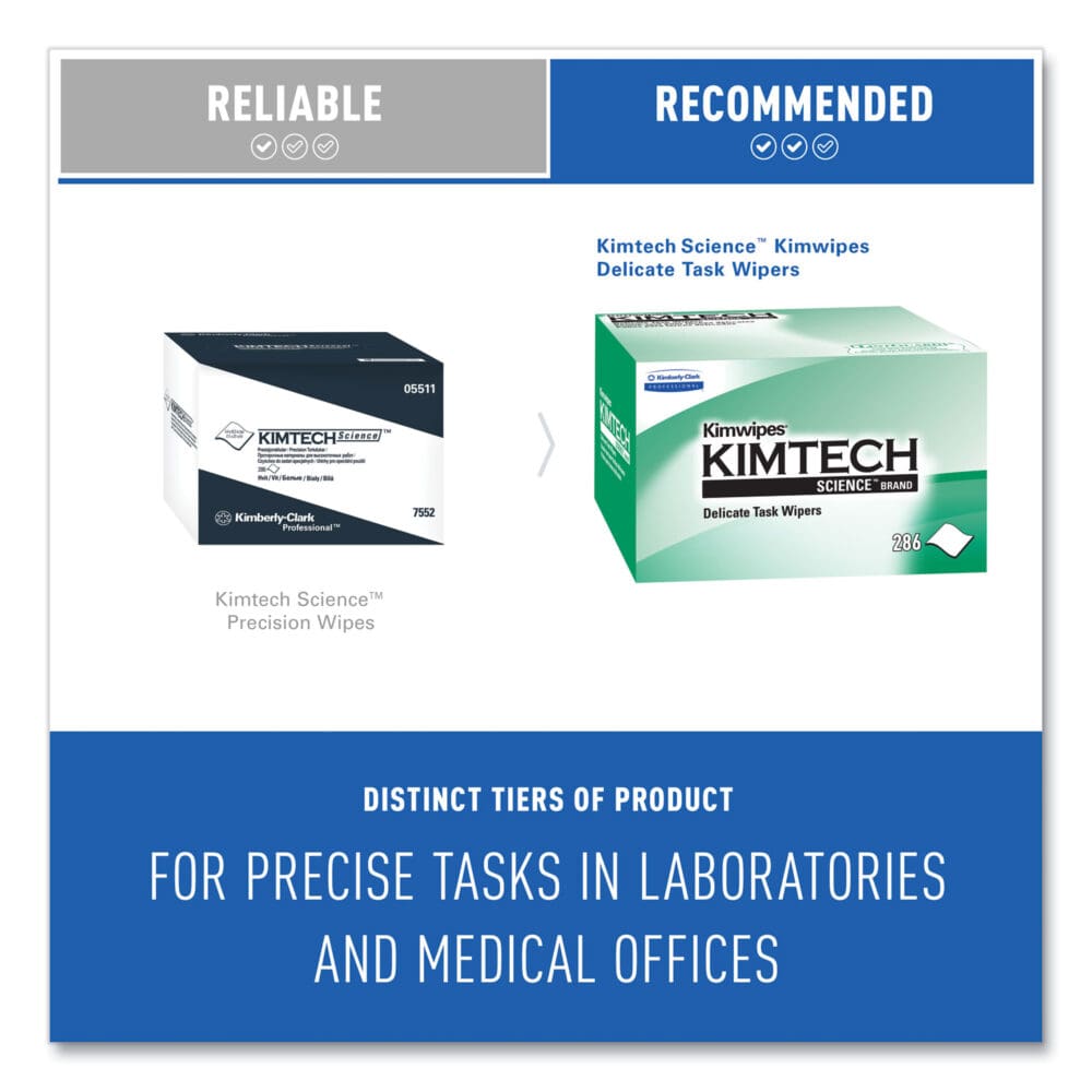 Kimwipes, Delicate Task Wipers, 1-Ply, 4.4 x 8.4, Unscented, White, 286/Box - Image 7