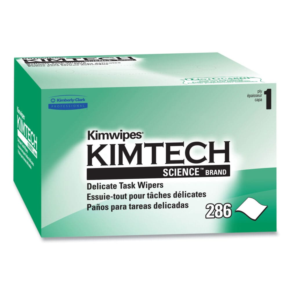 Kimwipes, Delicate Task Wipers, 1-Ply, 4.4 x 8.4, Unscented, White, 286/Box, 60 Boxes/Carton - Image 10