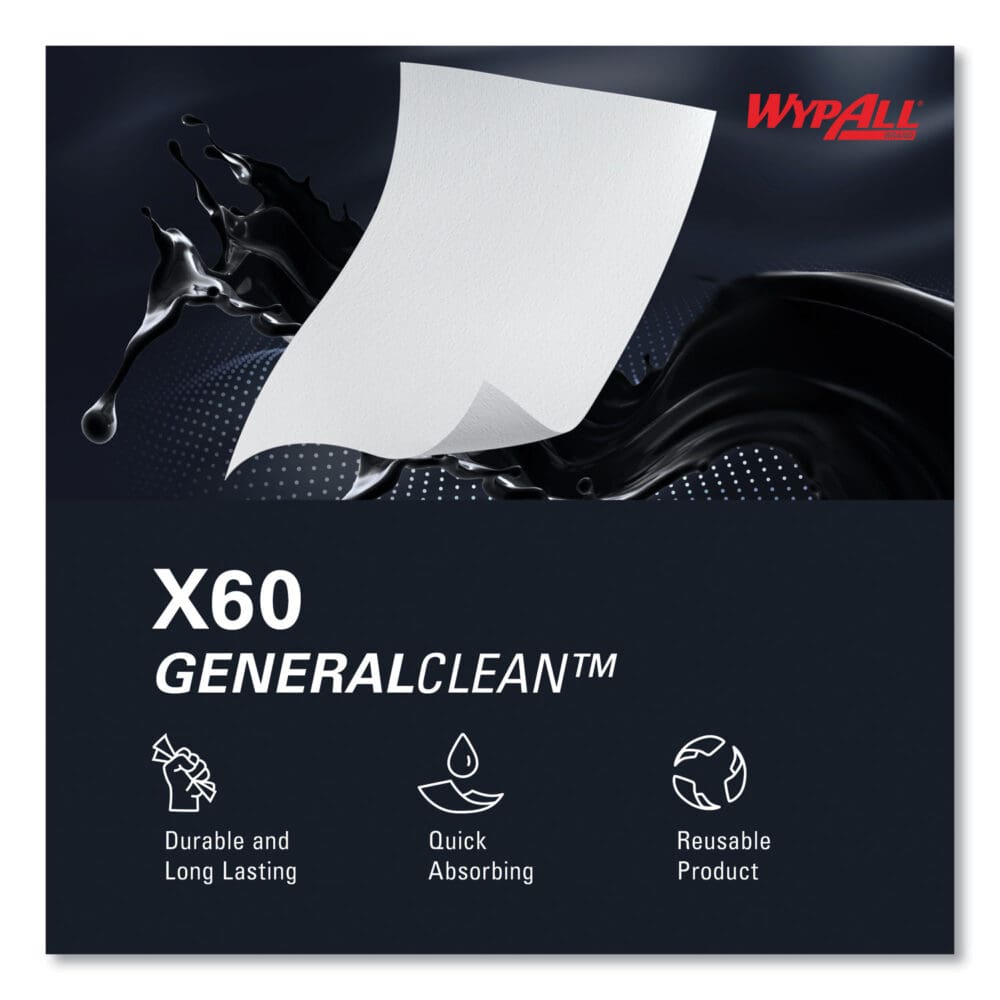 General Clean X60 Cloths, POP-UP Box, 8.34 x 16.8, White, 118/Box - Image 6