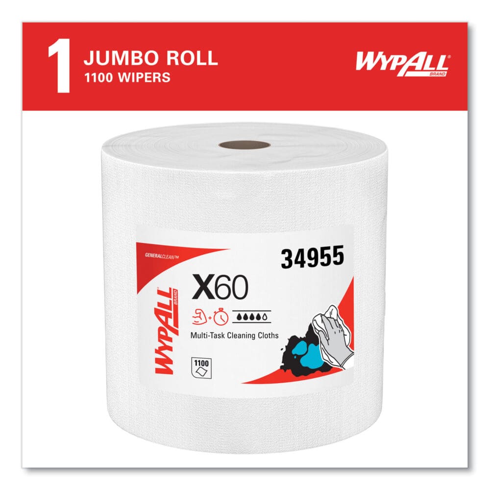 General Clean X60 Cloths, Jumbo Roll, 12.2 x 12.4, White, 1,100/Roll - Image 12