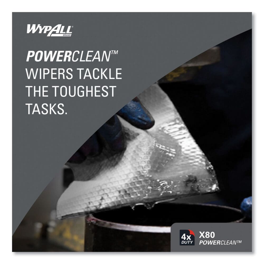 Power Clean X80 Heavy Duty Cloths, Jumbo Roll, 12.4 x 12.2, White, 475/Roll - Image 3