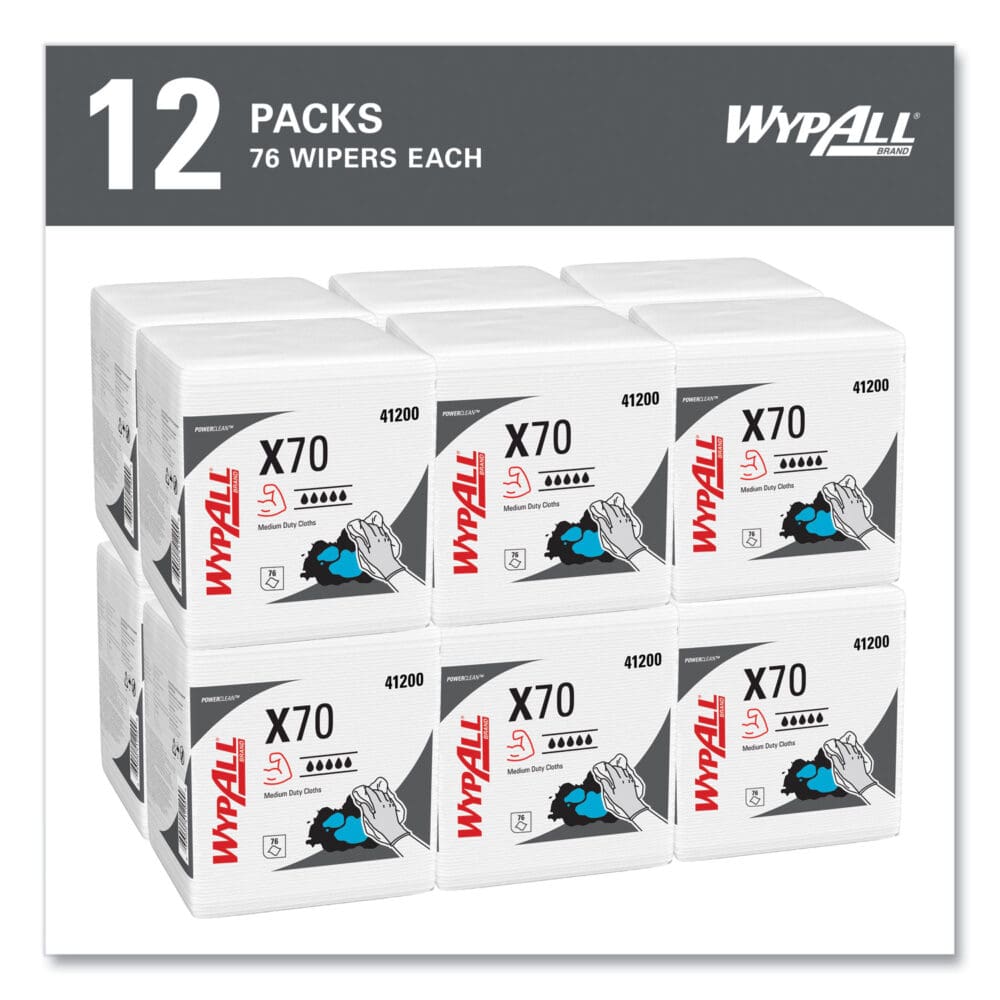 X70 Cloths, 1/4 Fold, 12.5 x 12, White, 76/Pack, 12 Packs/Carton - Image 2