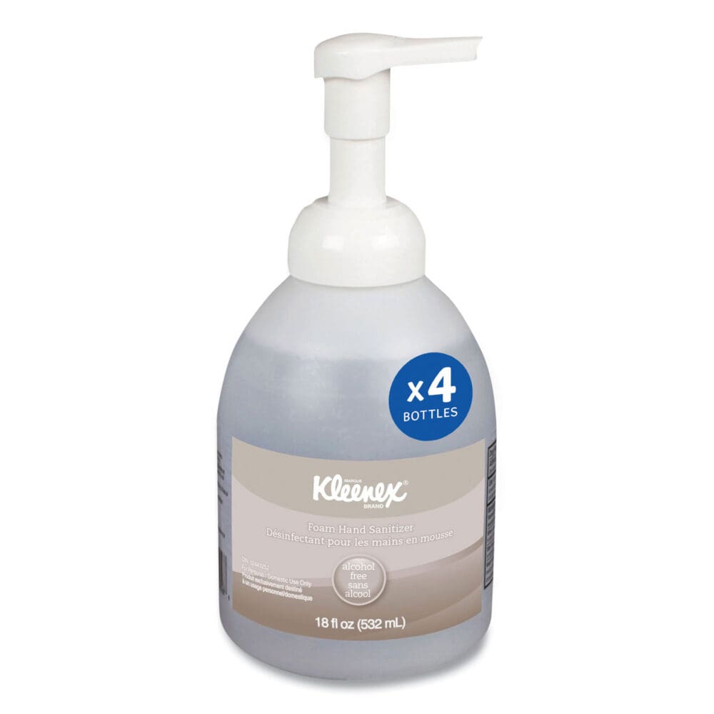 Alcohol-Free Foam Hand Sanitizer, 18 oz Pump Bottle, Fragrance-Free, 4/Carton - Image 2