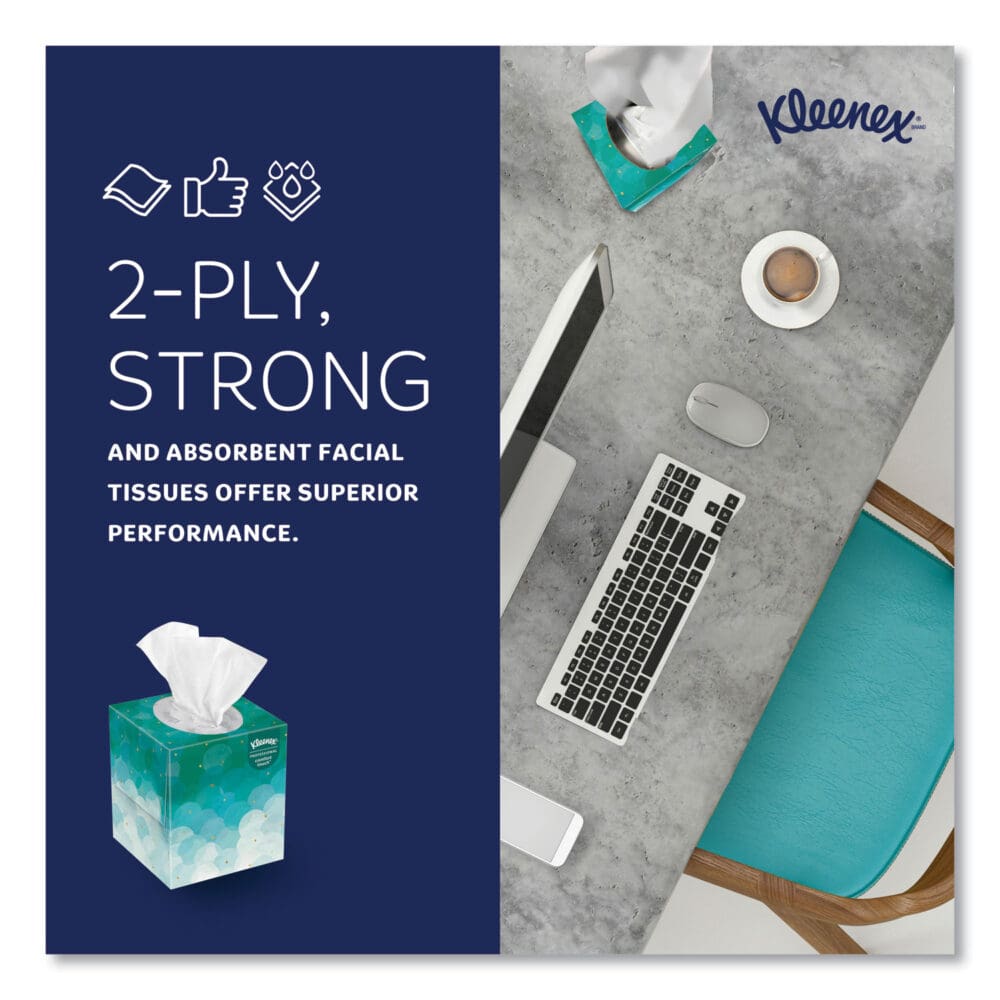 Boutique White Facial Tissue for Business, Pop-Up Box, 2-Ply, 95 Sheets/Box, 6 Boxes/Pack, 6 Packs/Carton - Image 4