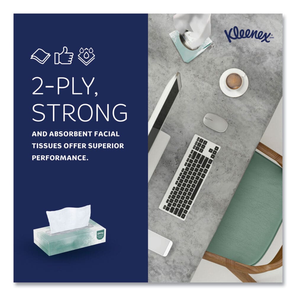 Naturals Facial Tissue for Business, Flat Box, 2-Ply, White, 125 Sheets/Box - Image 3