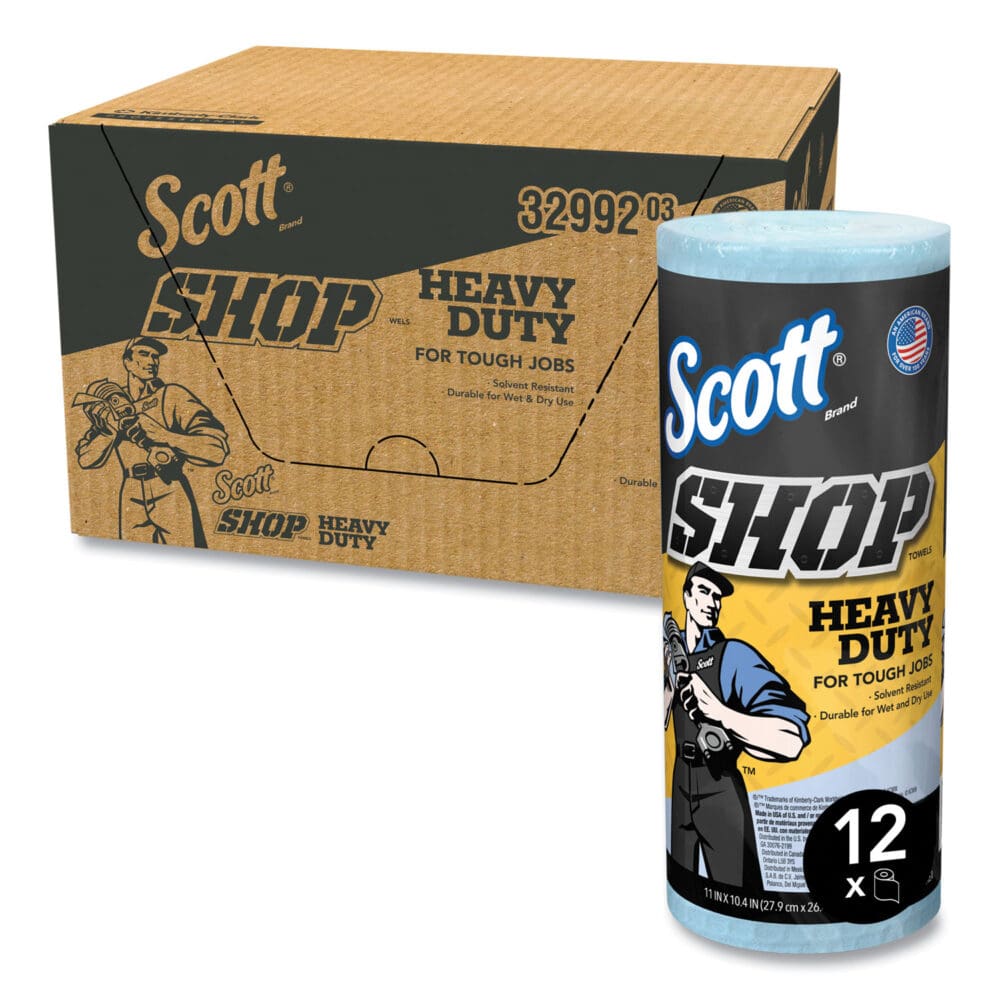 Pro Shop Towels, Heavy Duty, 1-Ply, 10.4 x 11, Blue, 12 Rolls/Carton - Image 2