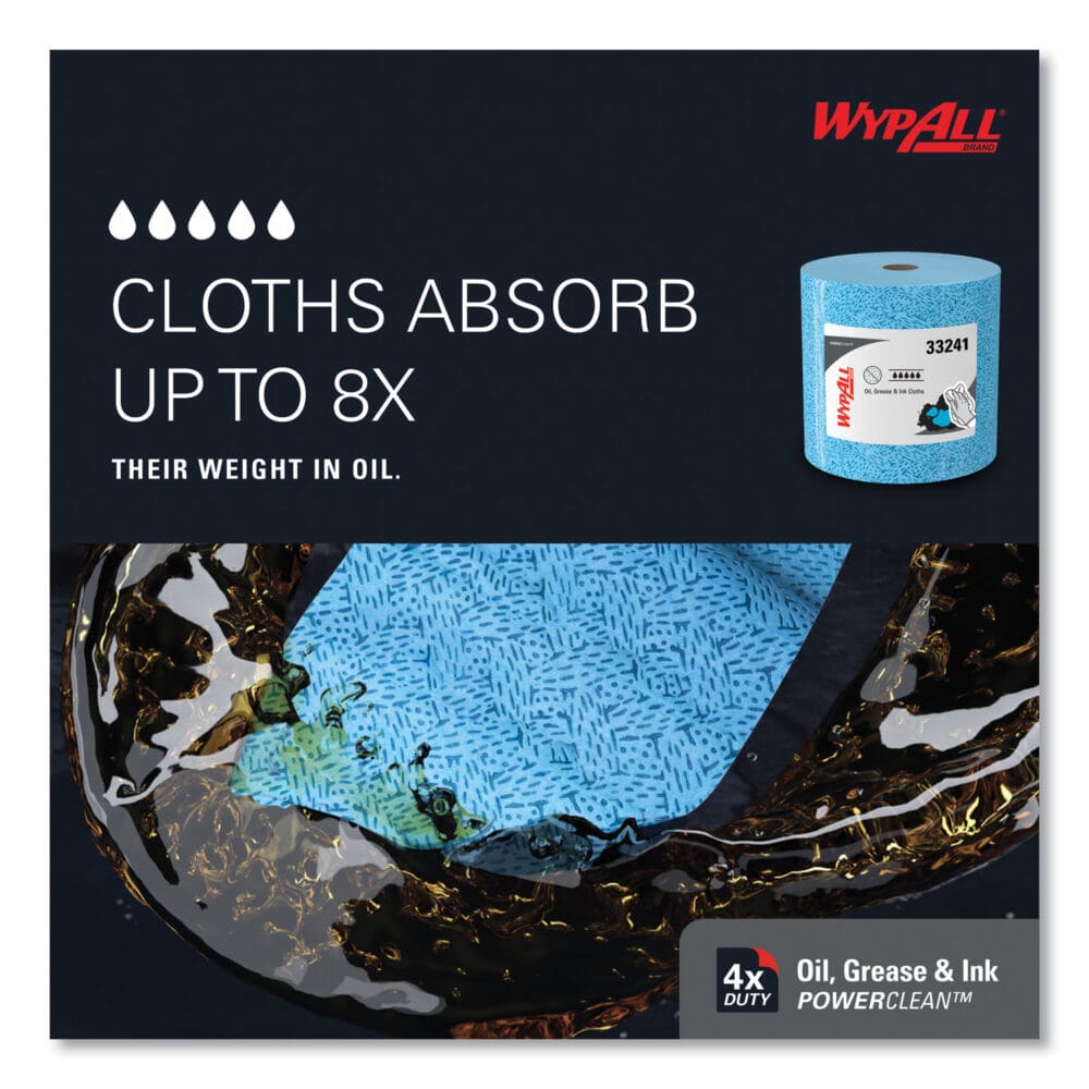Oil, Grease and Ink Cloths, Jumbo Roll, 9.8 x 12.2, Blue, 717/Roll - Image 3