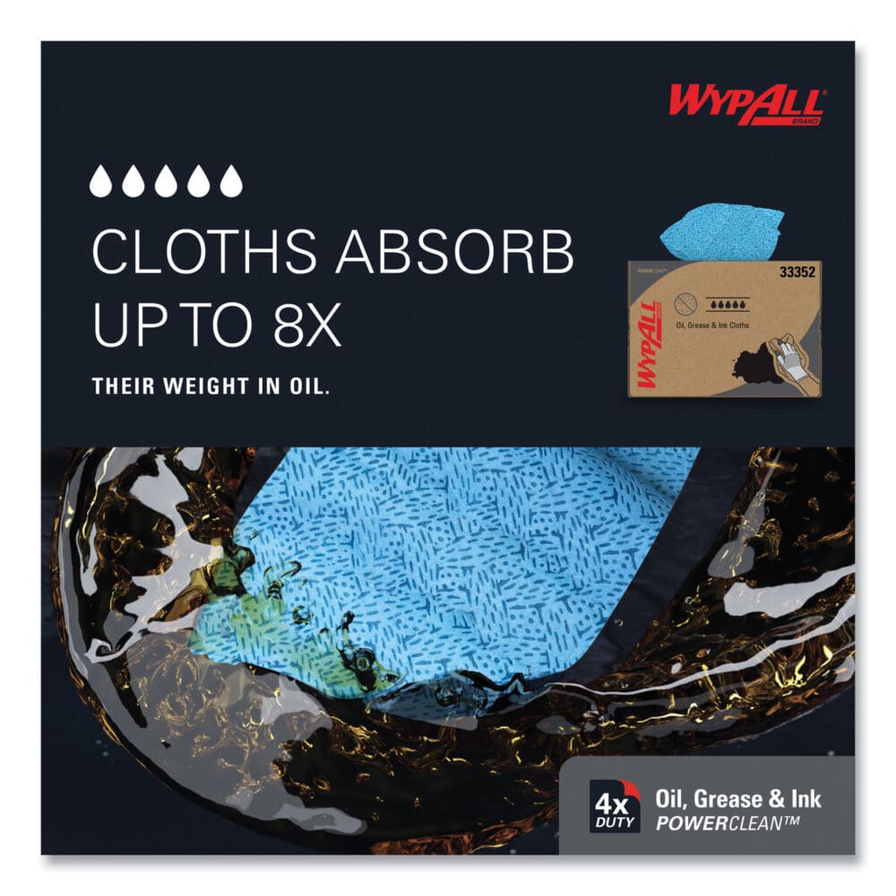 Power Clean Oil, Grease and Ink Cloths, BRAG Box, 12.1 x 16.8, Blue, 180/Box - Image 3