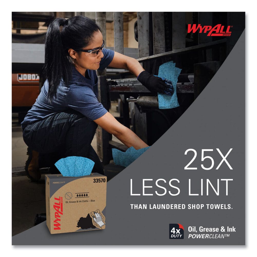 Power Clean Oil, Grease and Ink Cloths, POP-UP Box, 8.8 x 16.8, Blue, 100/Box, 5/Carton - Image 6