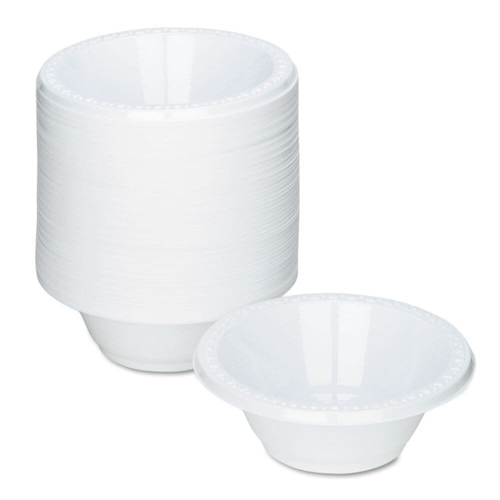 Plastic Dinnerware, Bowls, 12 oz, White, 125/Pack - Image 5