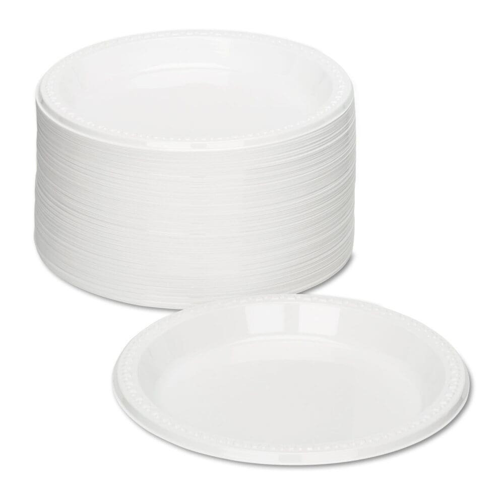 Plastic Dinnerware, Plates, 9" dia, White, 500/Carton - Image 5