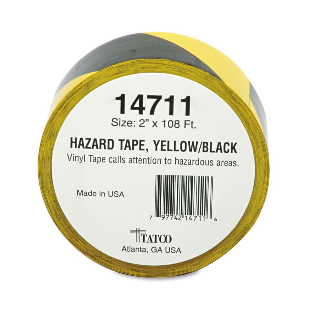 Hazard Marking Aisle Tape, 2" x 108 ft, Black/Yellow - Image 4