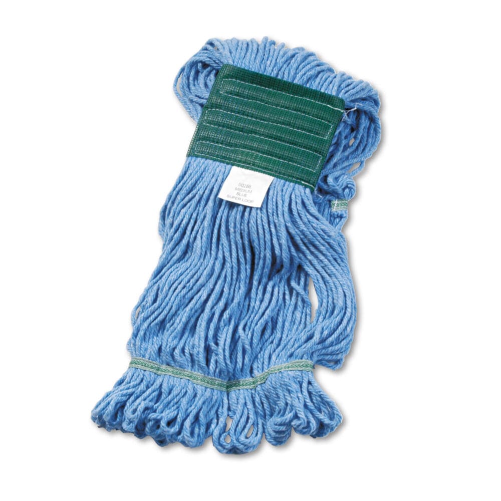 Super Loop Wet Mop Head, Cotton/Synthetic Fiber, 5" Headband, Medium Size, Blue - Image 10