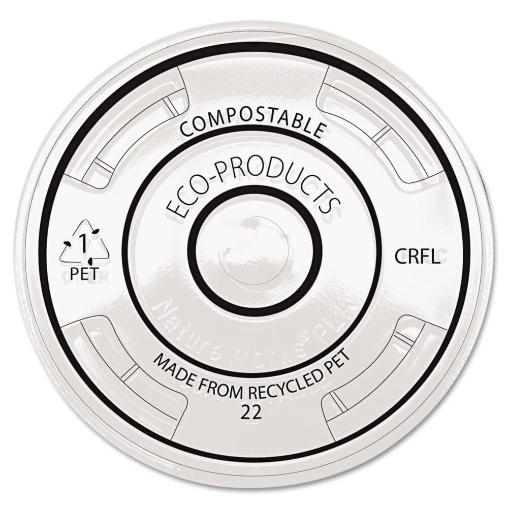 BlueStripe Recycled Content Cold Cup Flat Lids, Fits 9 oz to 24 oz Cups, Clear, 100/Pack, 10 Packs/Carton
