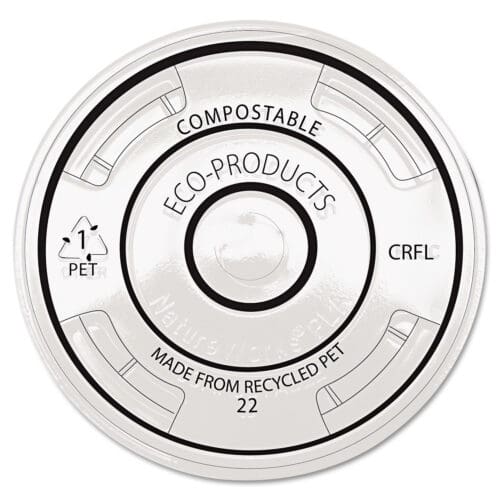 BlueStripe Recycled Content Cold Cup Flat Lids, Fits 9 oz to 24 oz Cups, Clear, 100/Pack, 10 Packs/Carton