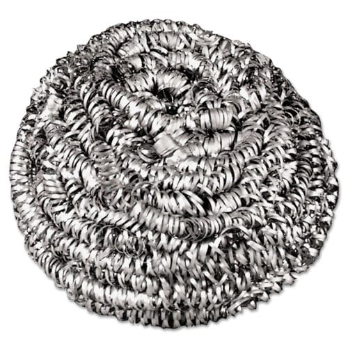 Stainless Steel Scrubber, Medium Size, Steel Gray, 72/Carton