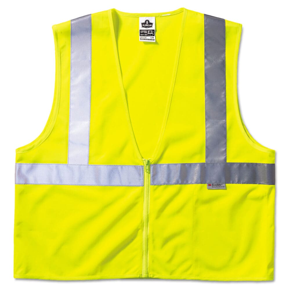 GloWear Class 2 Standard Vest, Mesh, Zip, Large to X-Large, Lime