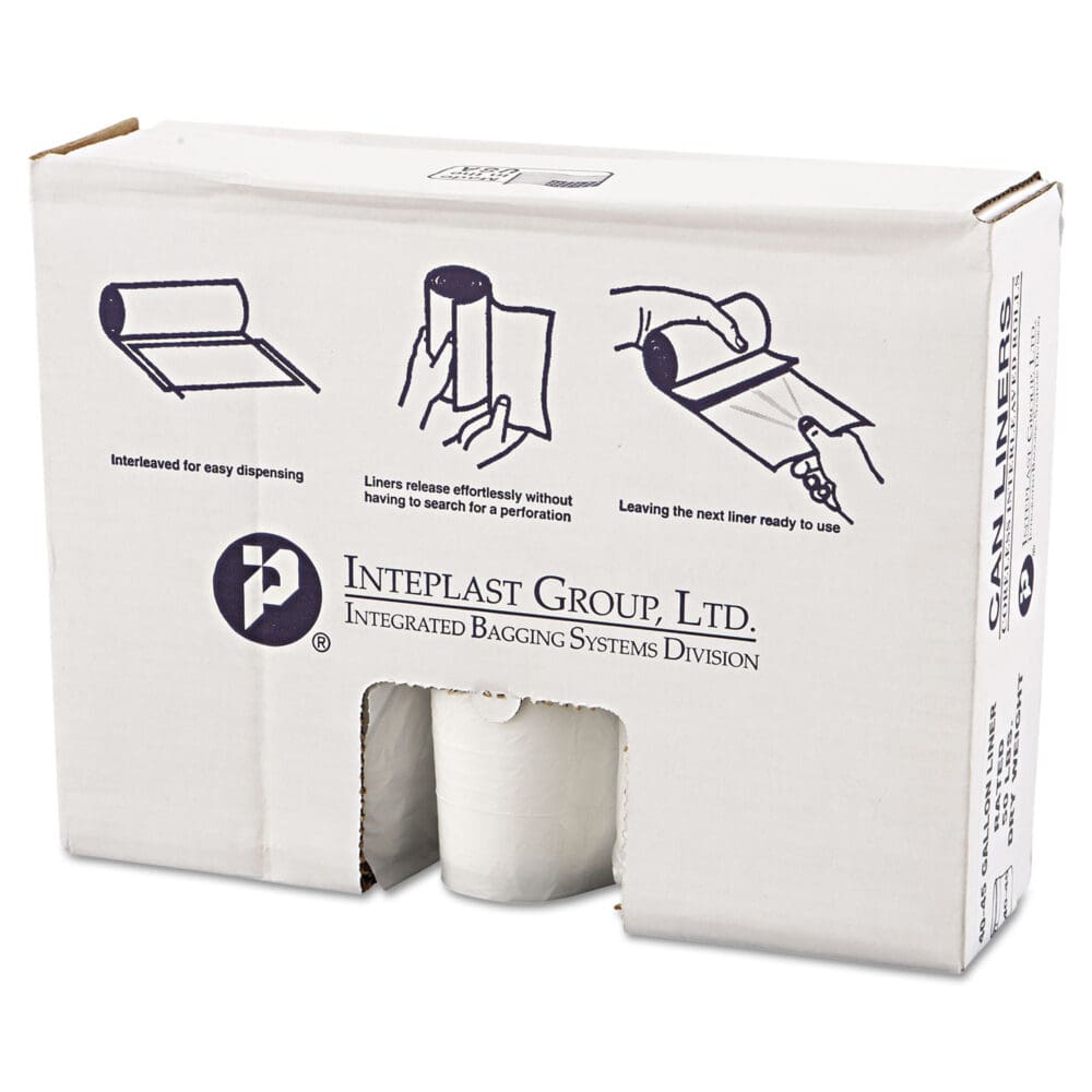 High-Density Commercial Can Liners Value Pack, 45 gal, 12 mic, 40" x 46", Clear, 25 Bags/Roll, 10 Interleaved Rolls/Carton