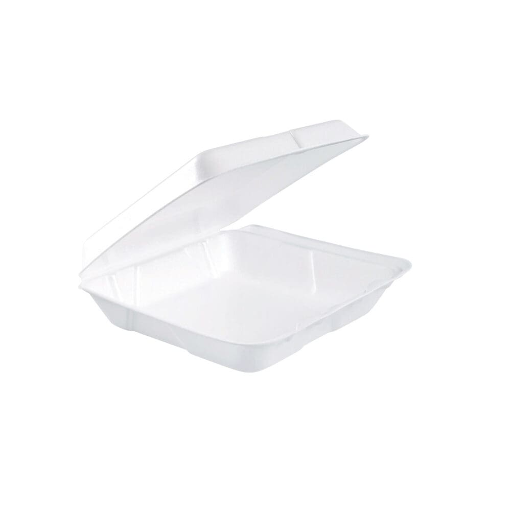 Foam Hinged Lid Containers, 7.5 x 8 x 2.2, White, 200/Carton