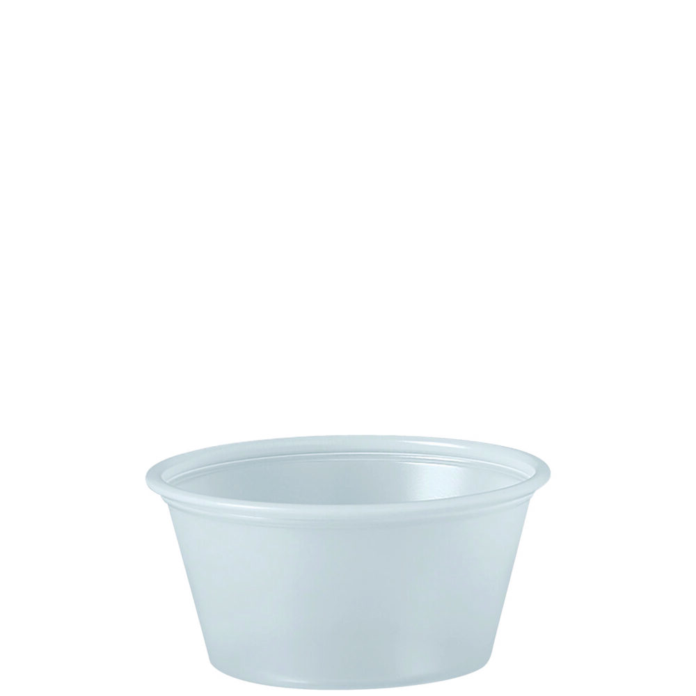 Polystyrene Portion Cups, 2 oz, Translucent, 250/Bag, 10 Bags/Carton