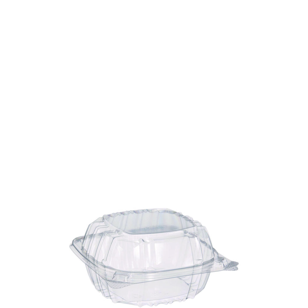ClearSeal Hinged-Lid Plastic Containers, 5.8 x 6 x 3, Clear, Plastic, 125/Pack, 4 Packs/Carton