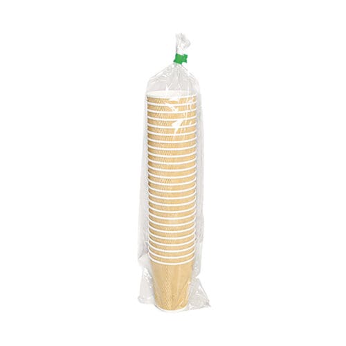 Ripple Hot Cups, 8 oz, Kraft/White, 500/Carton