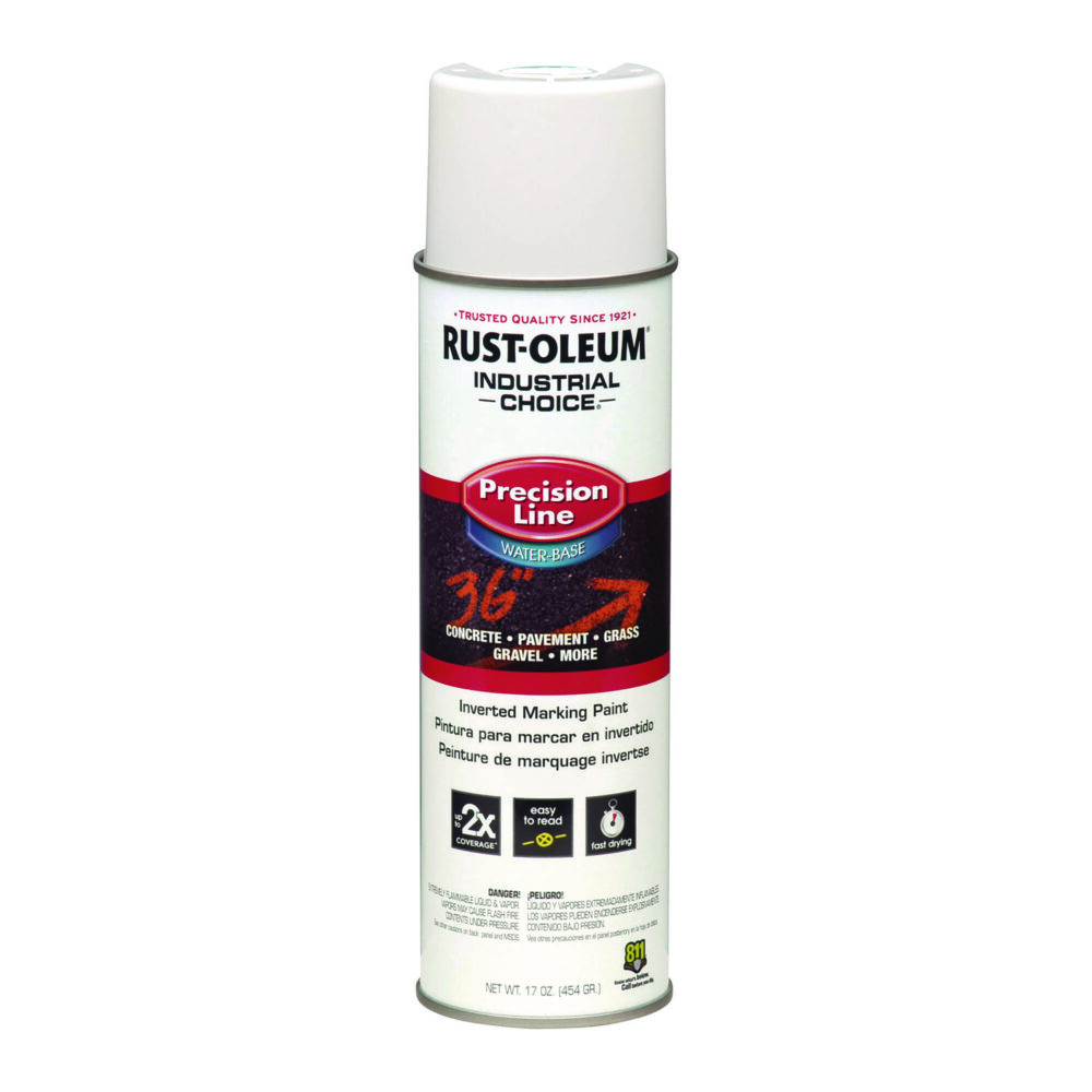 Industrial Choice M1800 System Water-Based Precision Line Marking Paint, Flat White, 17 oz Aerosol Can, 12/Carton
