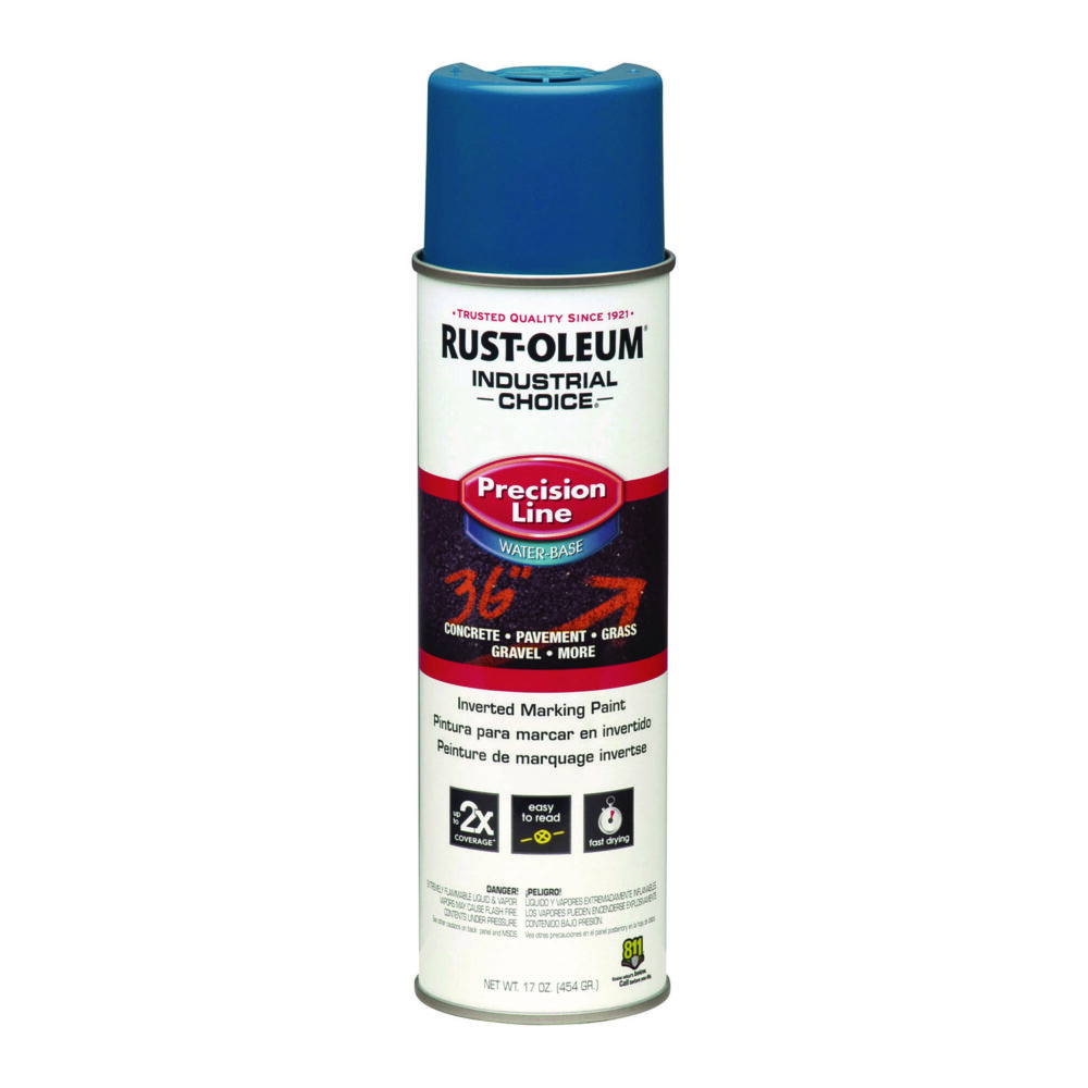 Industrial Choice M1800 System Water-Based Precision Line Marking Paint, Flat APWA Caution Blue, 17 oz Aerosol Can, 12/Carton