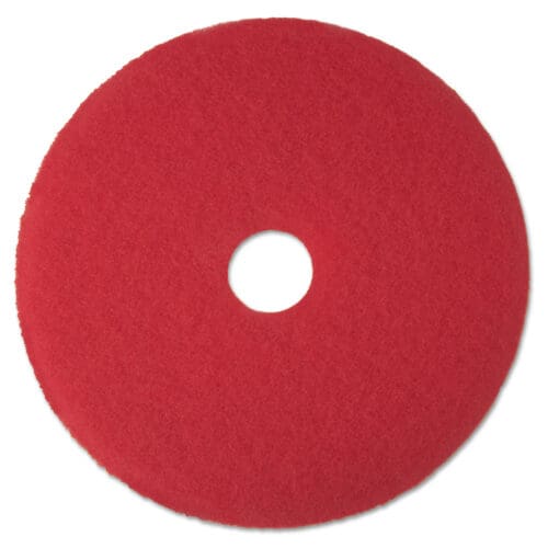 Low-Speed Buffer Floor Pads 5100, 12" Diameter, Red, 5/Carton