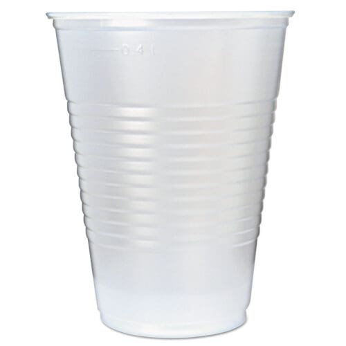 RK Ribbed Cold Drink Cups, 16 oz, Translucent, 50/Sleeve, 20 Sleeves/Carton