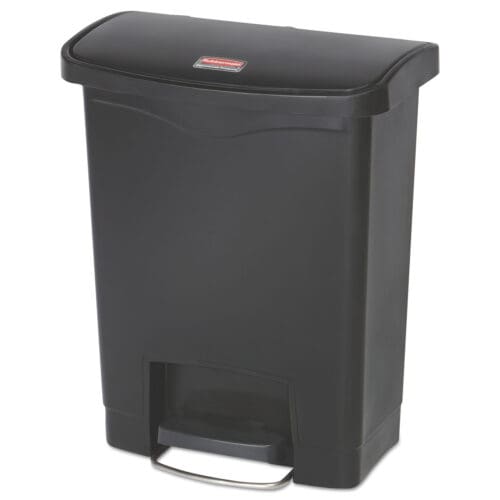Streamline Resin Step-On Container, Front Step Style, 8 gal, Polyethylene, Black