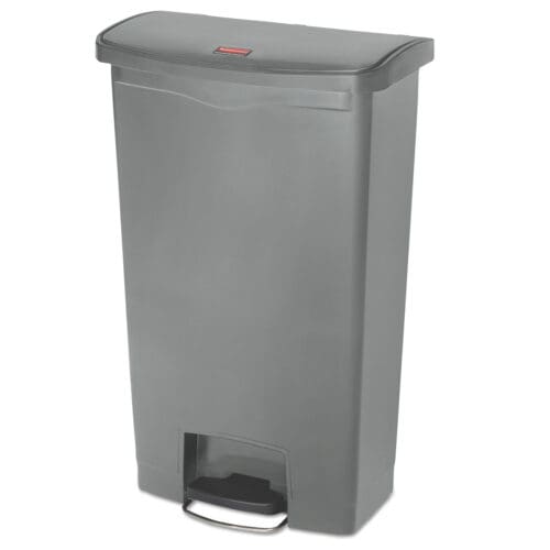 Streamline Resin Step-On Container, Front Step Style, 18 gal, Polyethylene, Gray