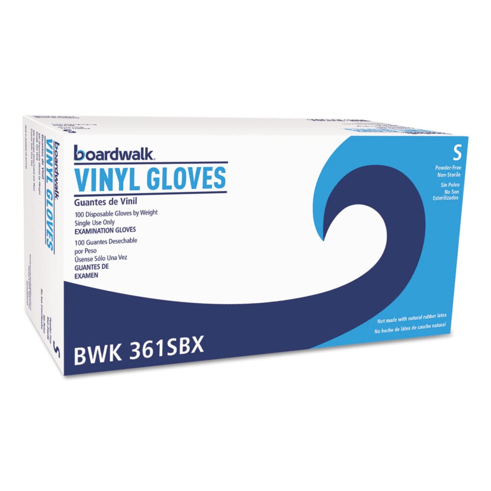 Exam Vinyl Gloves, Clear, Small, 3 3/5 mil, 100/Box, 10 Boxes/Carton