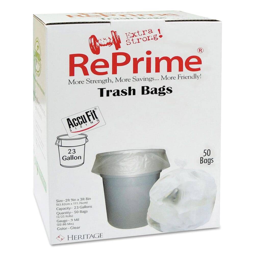 Linear Low Density Can Liners with AccuFit Sizing, 23 gal, 0.9 mil, 28" x 45", Clear, 50 Bags/Box, 6 Boxes/Carton