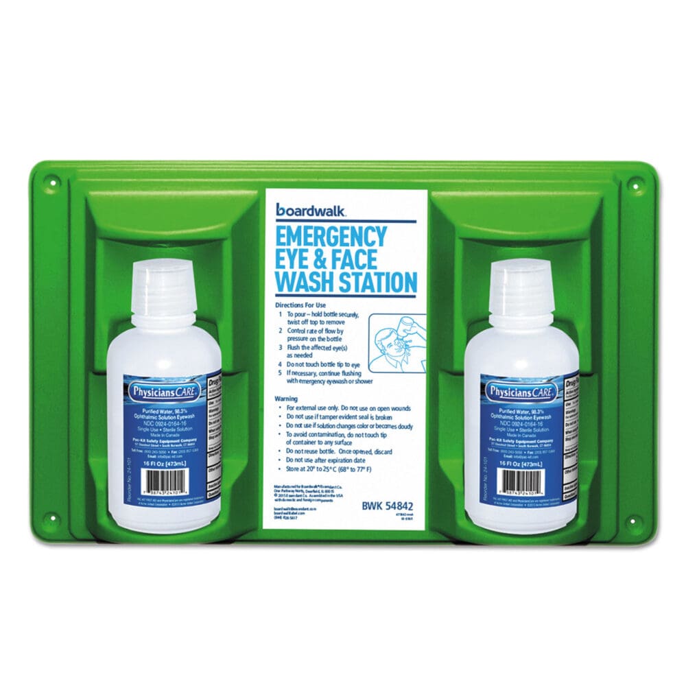 Emergency Eyewash Station, 16 oz Bottle, 2 Bottles/Station