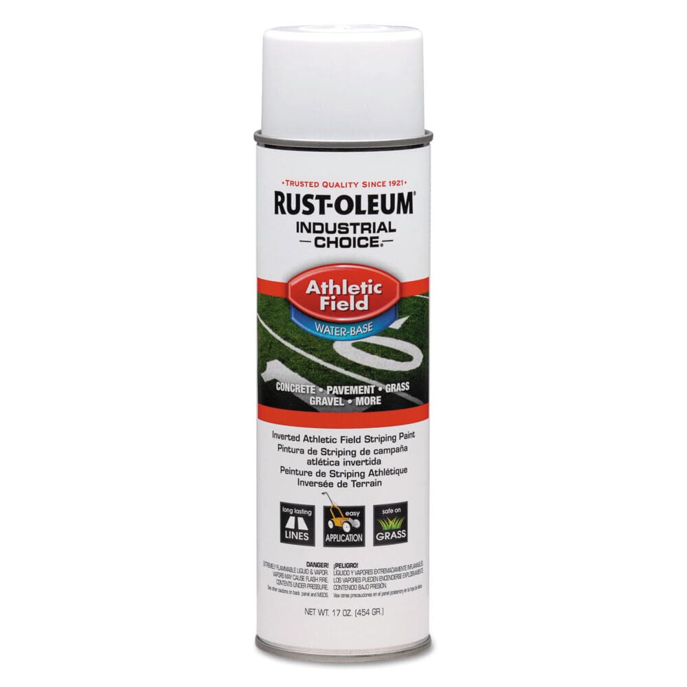 Industrial Choice Athletic Field Inverted Striping Paint, Flat Athletic Inverted White, 17 oz Aerosol Can, 12/Carton