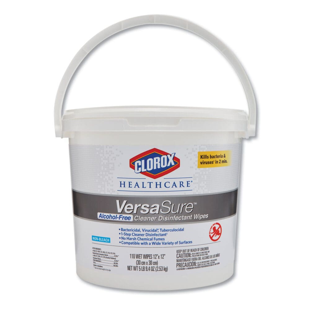 VersaSure Cleaner Disinfectant Wipes, 1-Ply, 12 x 12, Fragranced, White, 110/Bucket