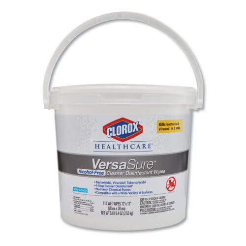 VersaSure Cleaner Disinfectant Wipes, 1-Ply, 12 x 12, Fragranced, White, 110/Bucket