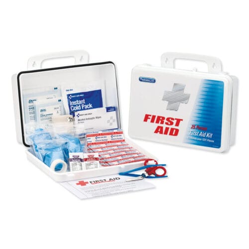 Office First Aid Kit, for Up to 25 People, 131 Pieces, Plastic Case