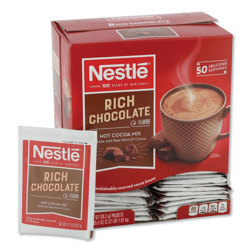 Hot Cocoa Mix, Rich Chocolate, .71oz, 50/Box